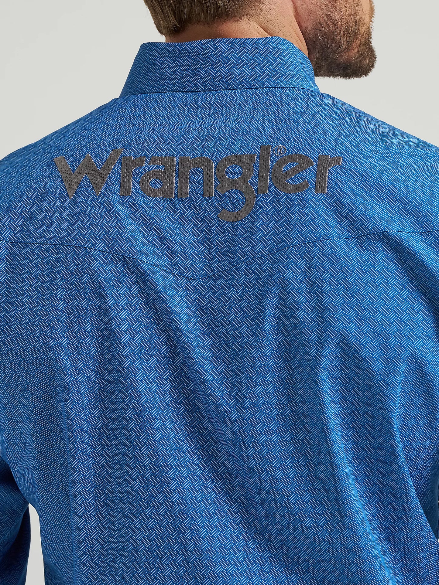 Wrangler Men - Wrangler Logo Button down Shirt (Cerulean Hatch) 112369443
