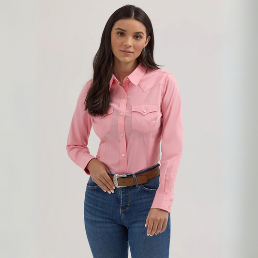 Wrangler Women - Solid Western Shirt (Pink) 112358016