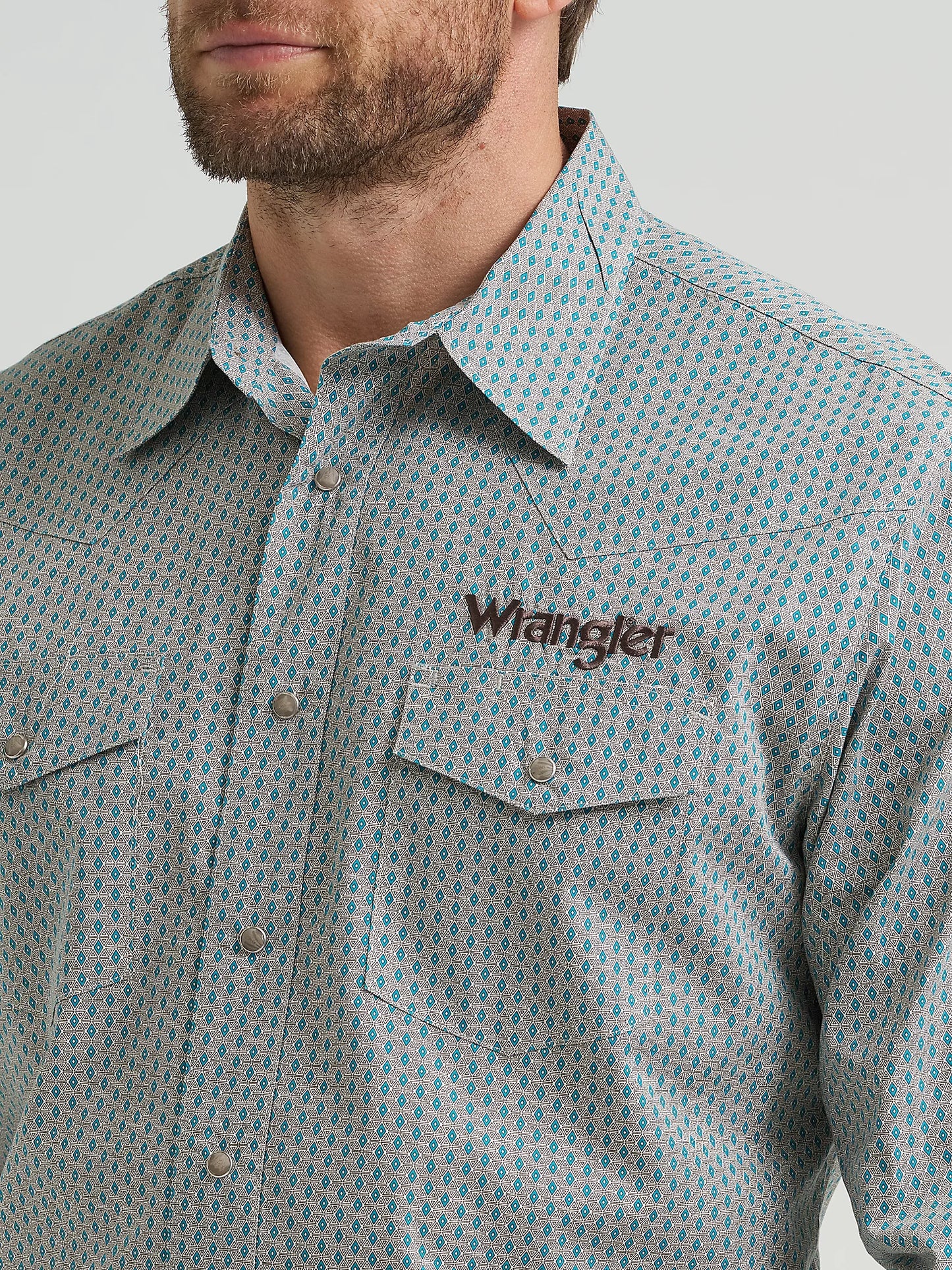 Wrangler Men - Wrangler Logo Snap Shirt (Peacock) 112369449