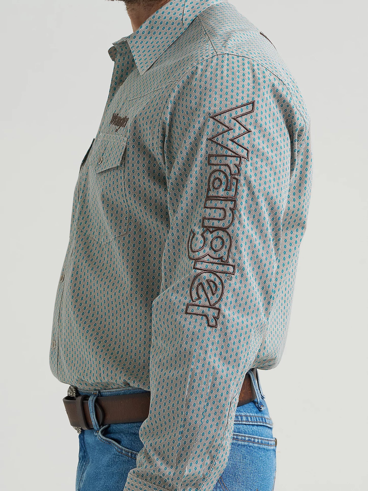 Wrangler Men - Wrangler Logo Snap Shirt (Peacock) 112369449