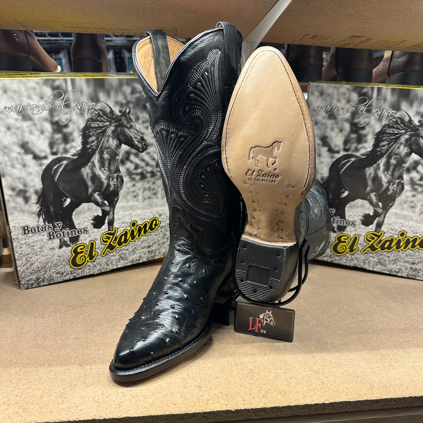 La Bufa Men - Imitation Ostrich Boot (Black)
