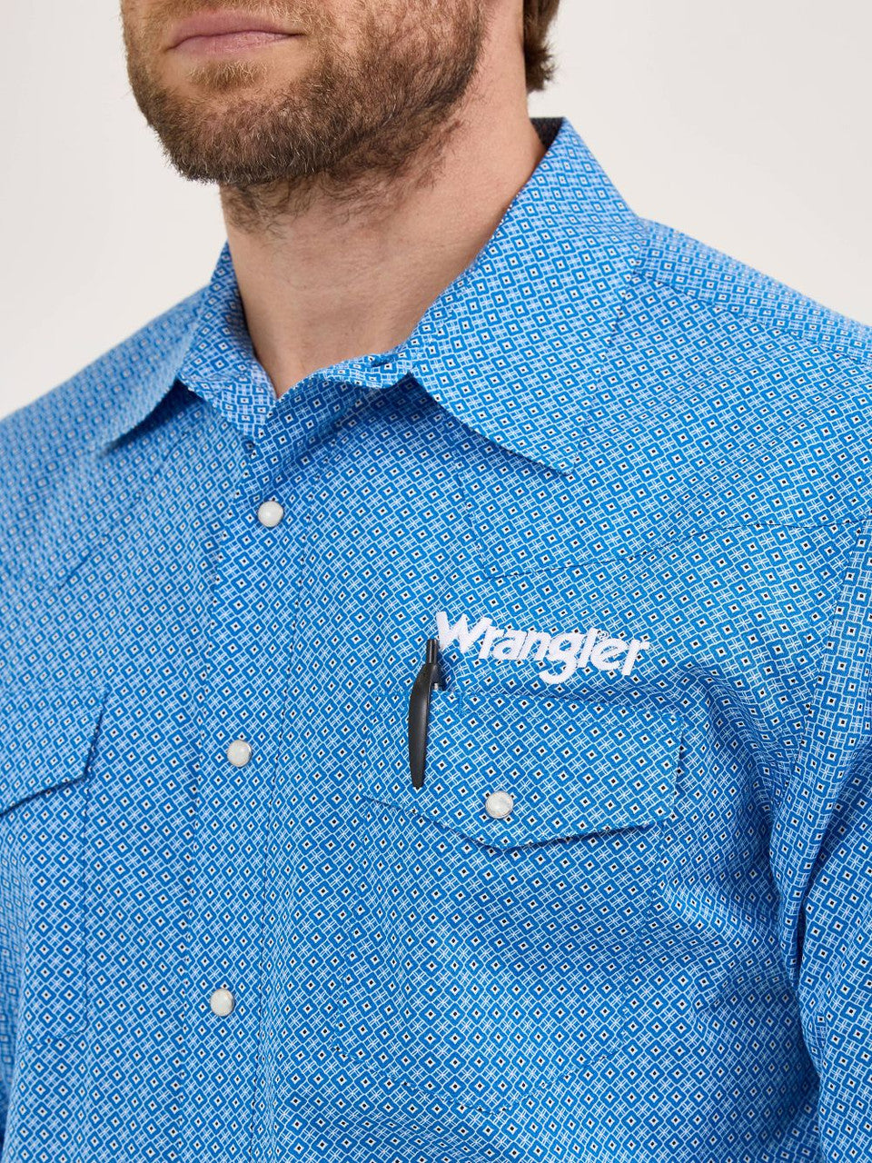 Wrangler Men - Wrangler Logo Snap Shirt (Blue Print) 112365839