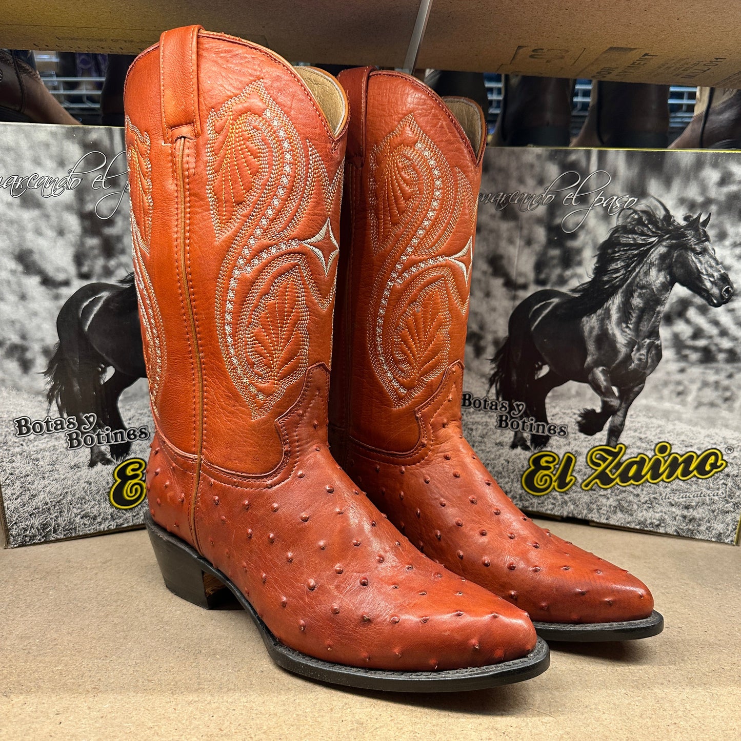 La Bufa Men - Imitation Ostrich Boot (Cognac)