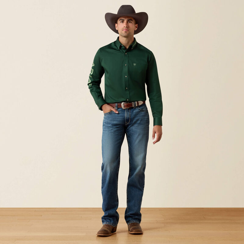 Ariat Men - Team Logo Twill Classic Fit Shirt (Pineneedle Green) 10079291