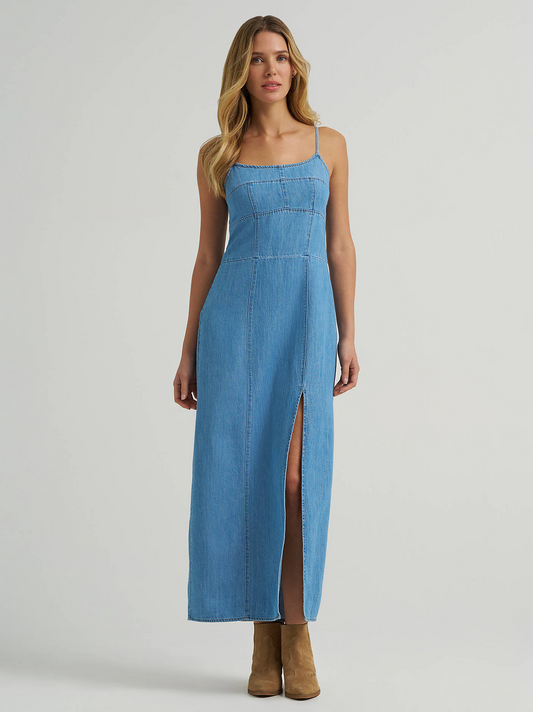 Wrangler Women - Denim Slit Front Maxi Dress (Mid Denim) 112375237