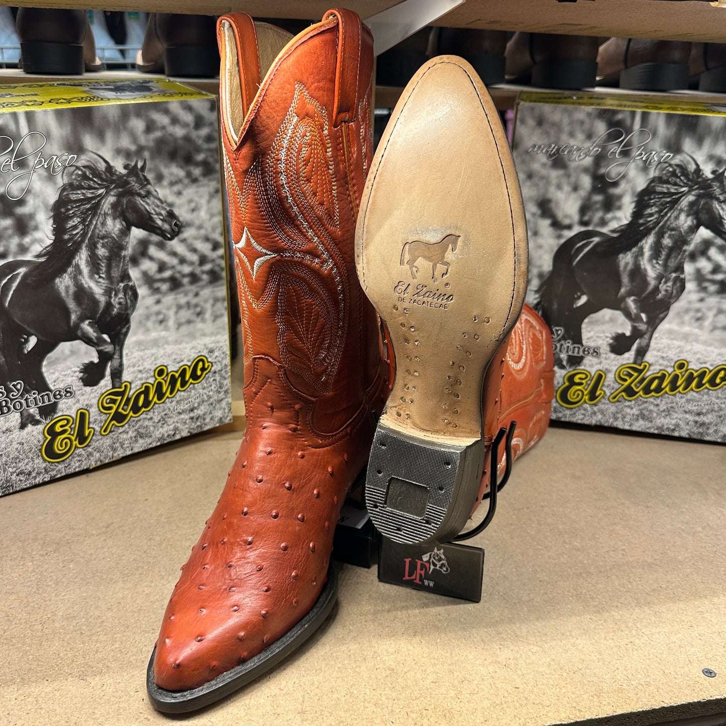 La Bufa Men - Imitation Ostrich Boot (Cognac)