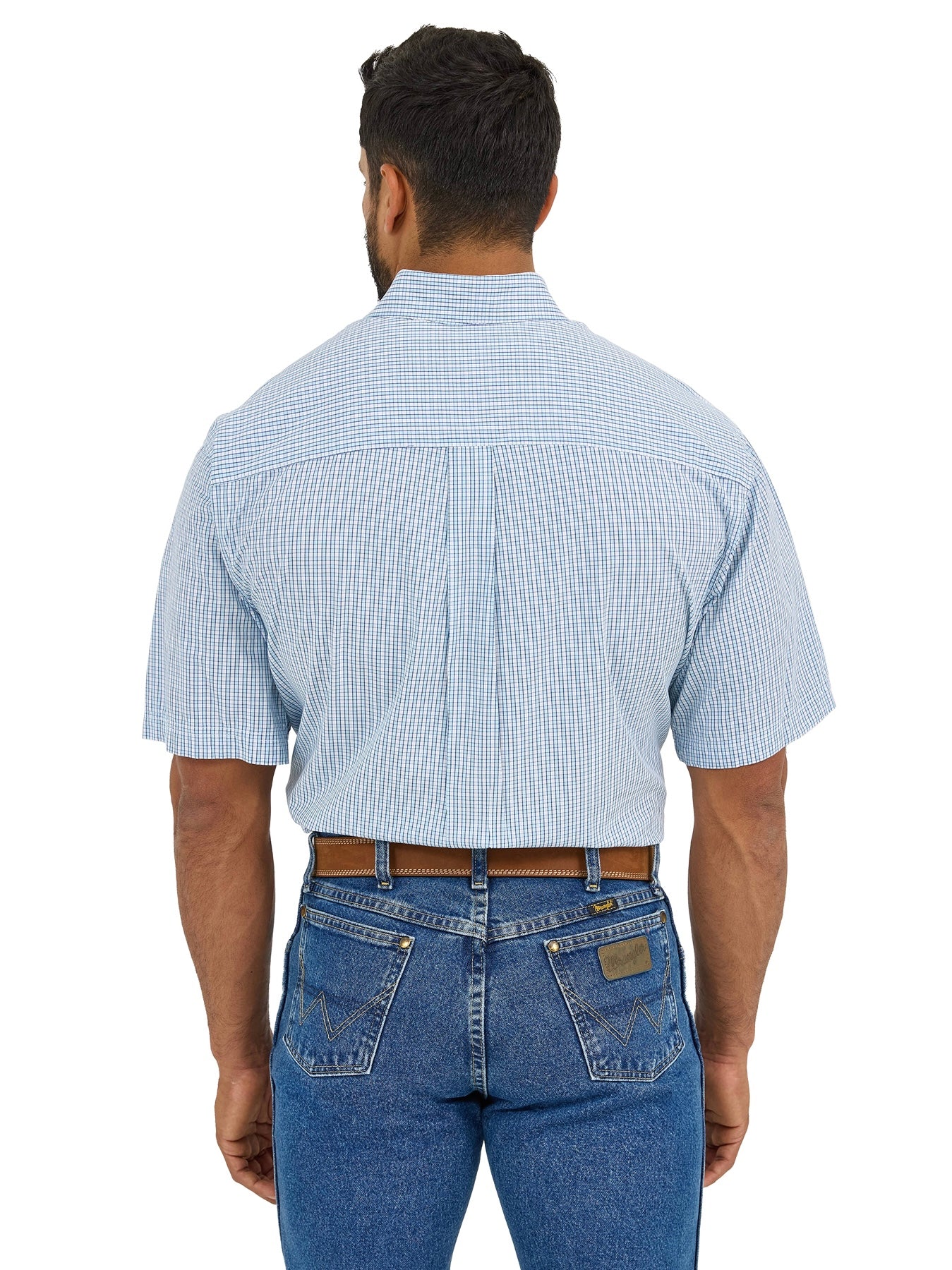 Wrangler Men - George Strait Short Sleeve (Blue Plaid) 112365407