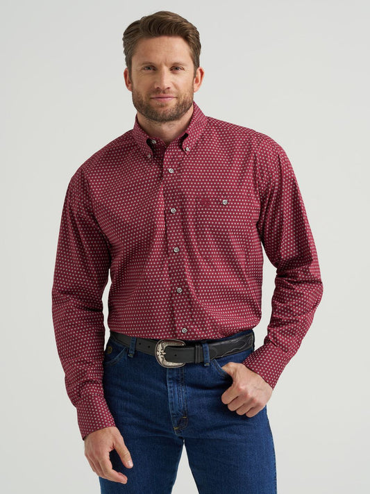 Wrangler Men - George Strait Button Down (Burgundy Dot) 112369639