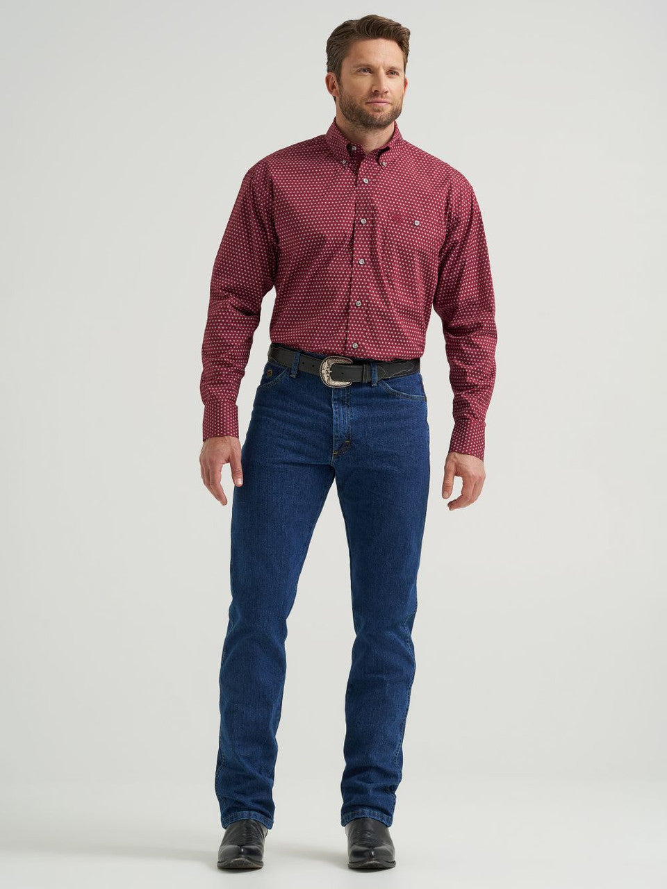 Wrangler Men - George Strait Button Down (Burgundy Dot) 112369639
