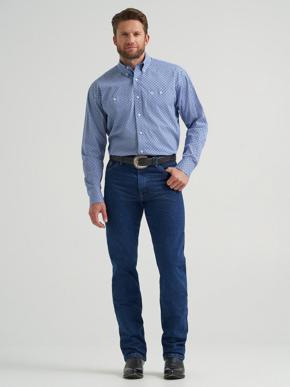 Wrangler Men - George Strait Button Down (Sky Blue) 112369597