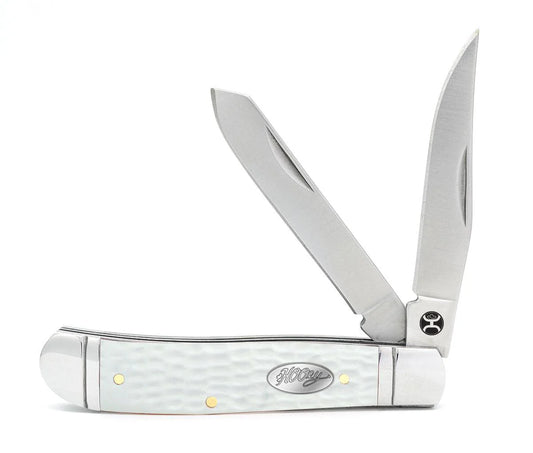 Hooey -  Large Trapper Knife (White Jig Bone) HK127