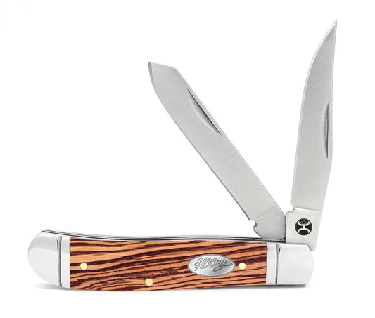 Hooey -  Small Trapper Knife (Zebra Wood) HK128-01