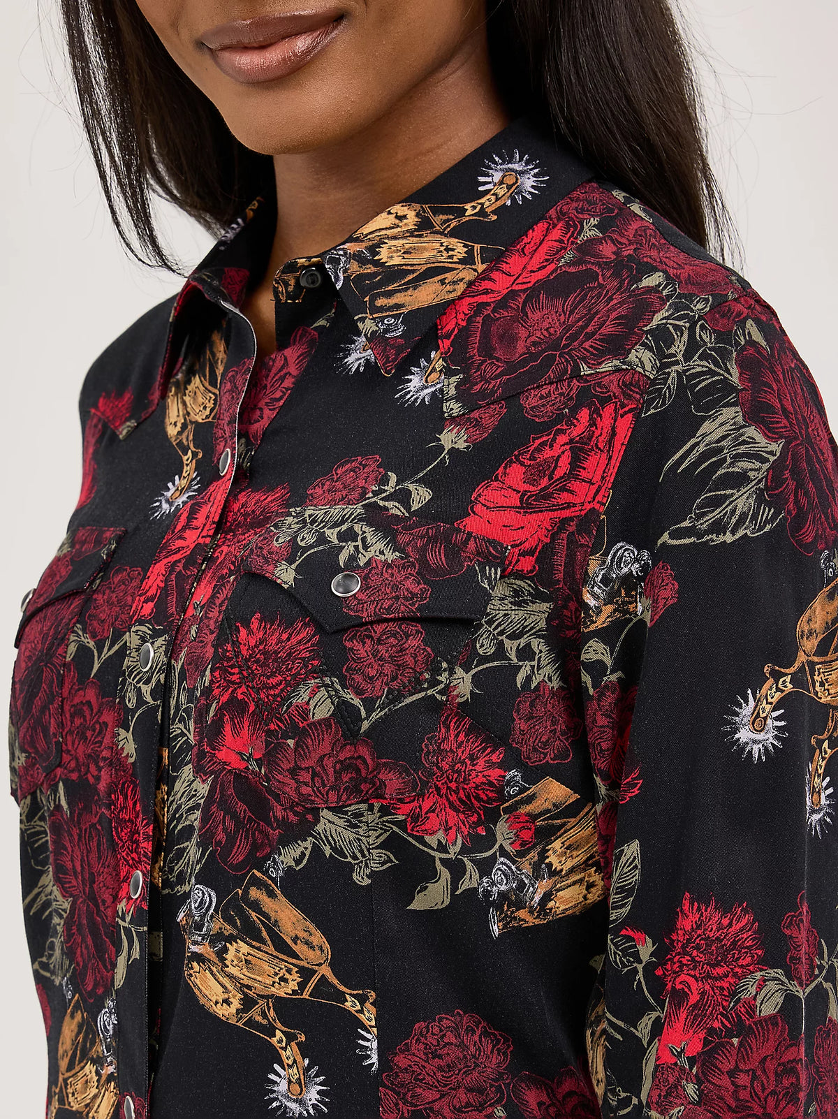 Wrangler Women - Floral Snap Dress (Black) 112371691