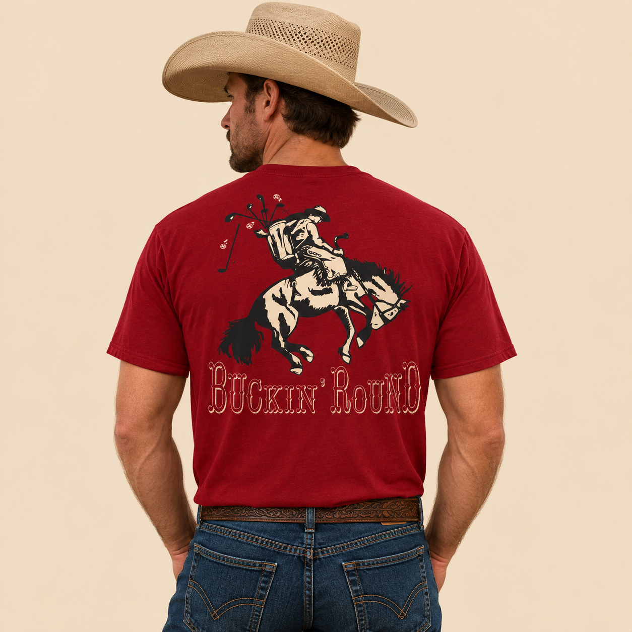 Hooey Men - T-Shirt Buckin Round (Red) GT2602RD