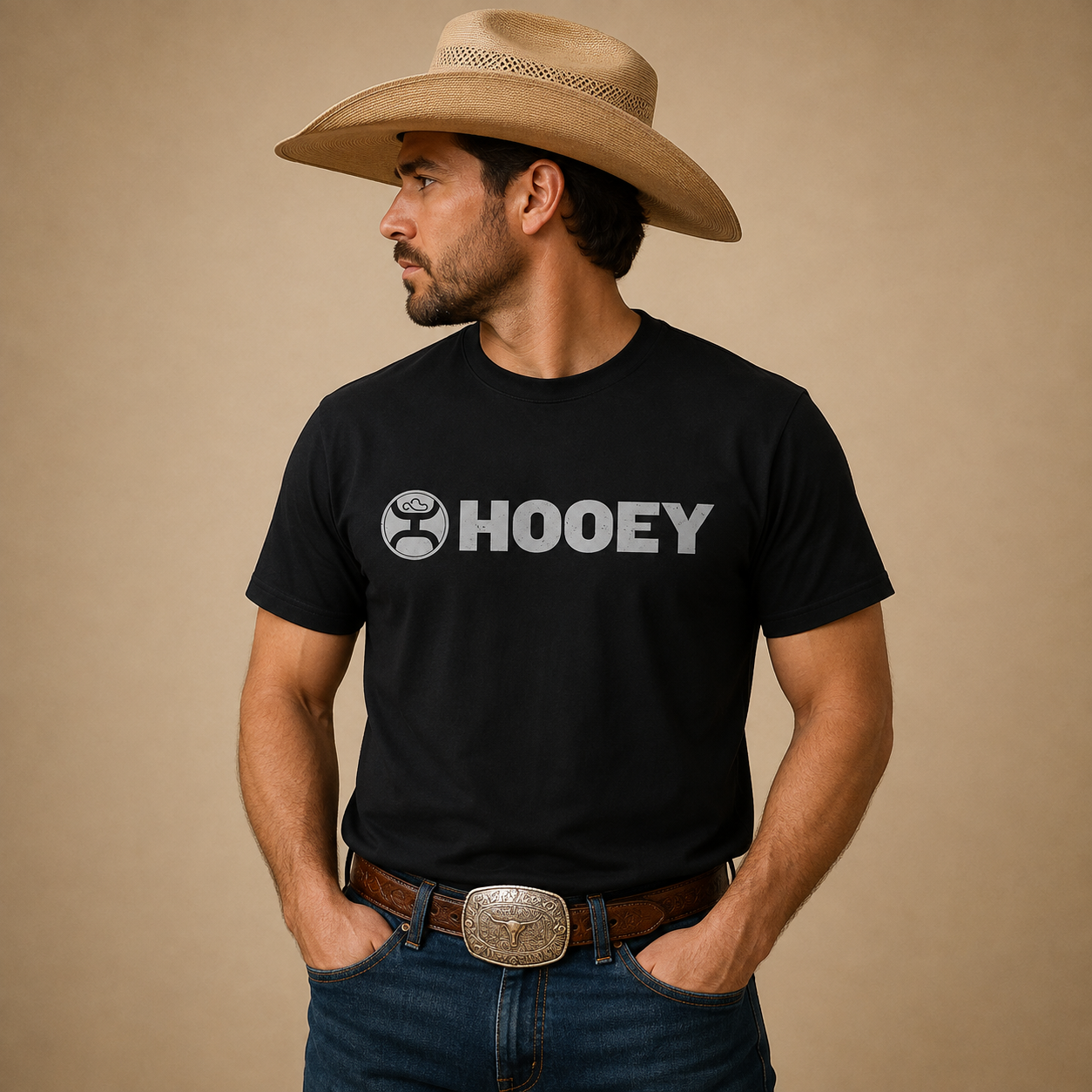Hooey Men - T-Shirt Lock-Up (Black) HT1407BK