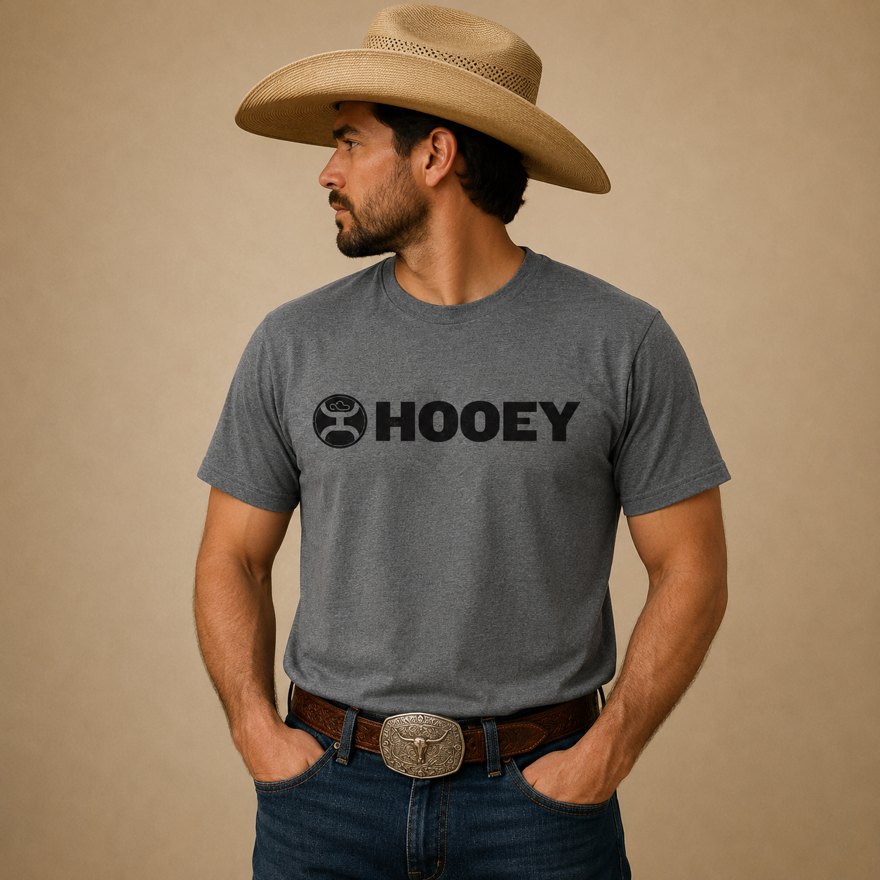 Hooey Men - T-Shirt Lock-Up (Charcoal) HT1407GY