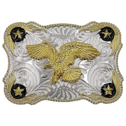 Large Rectangular Belt Buckle (Eagle Stars)