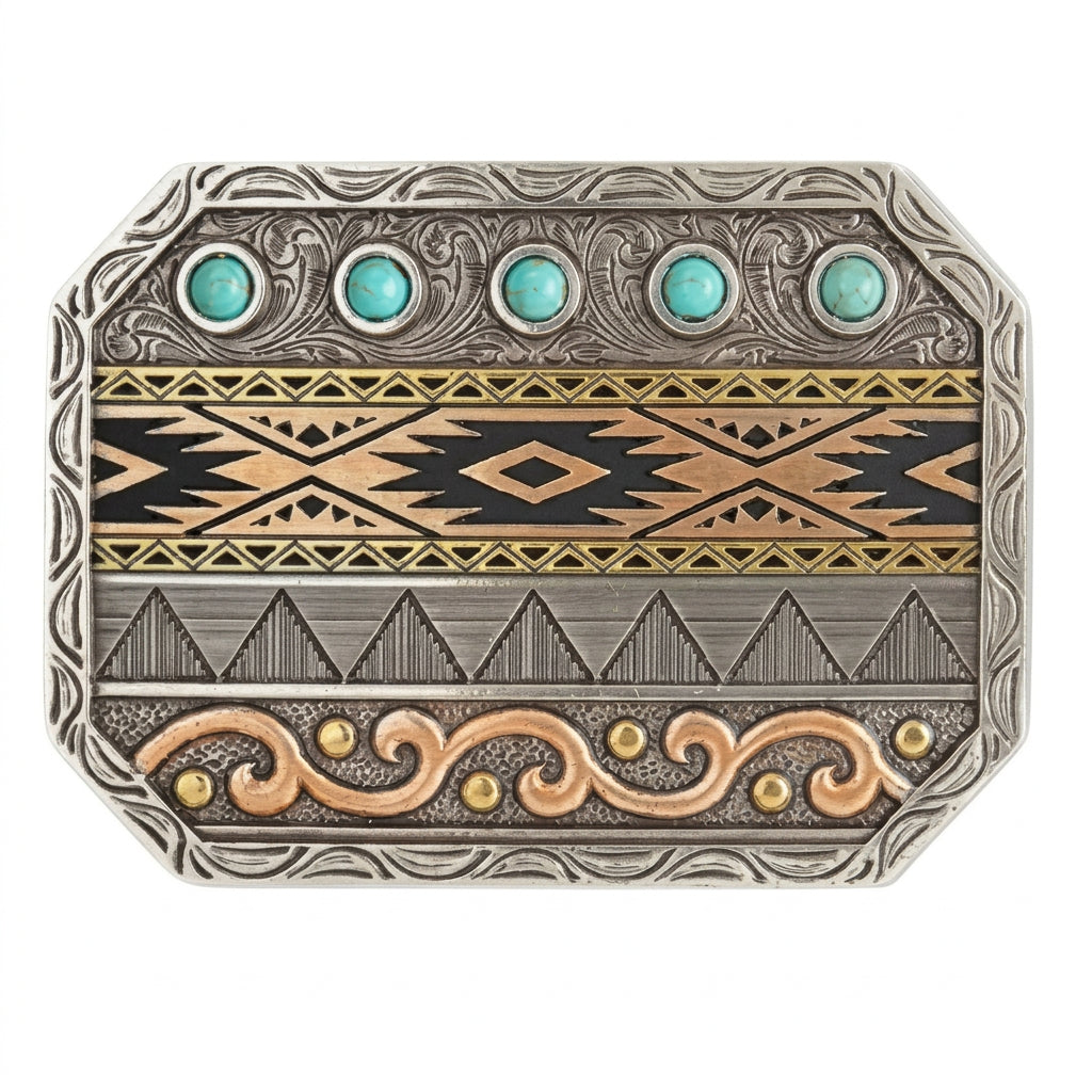Ariat - Buckle Rectangle Multi Finish Engraved Designs (A37062)