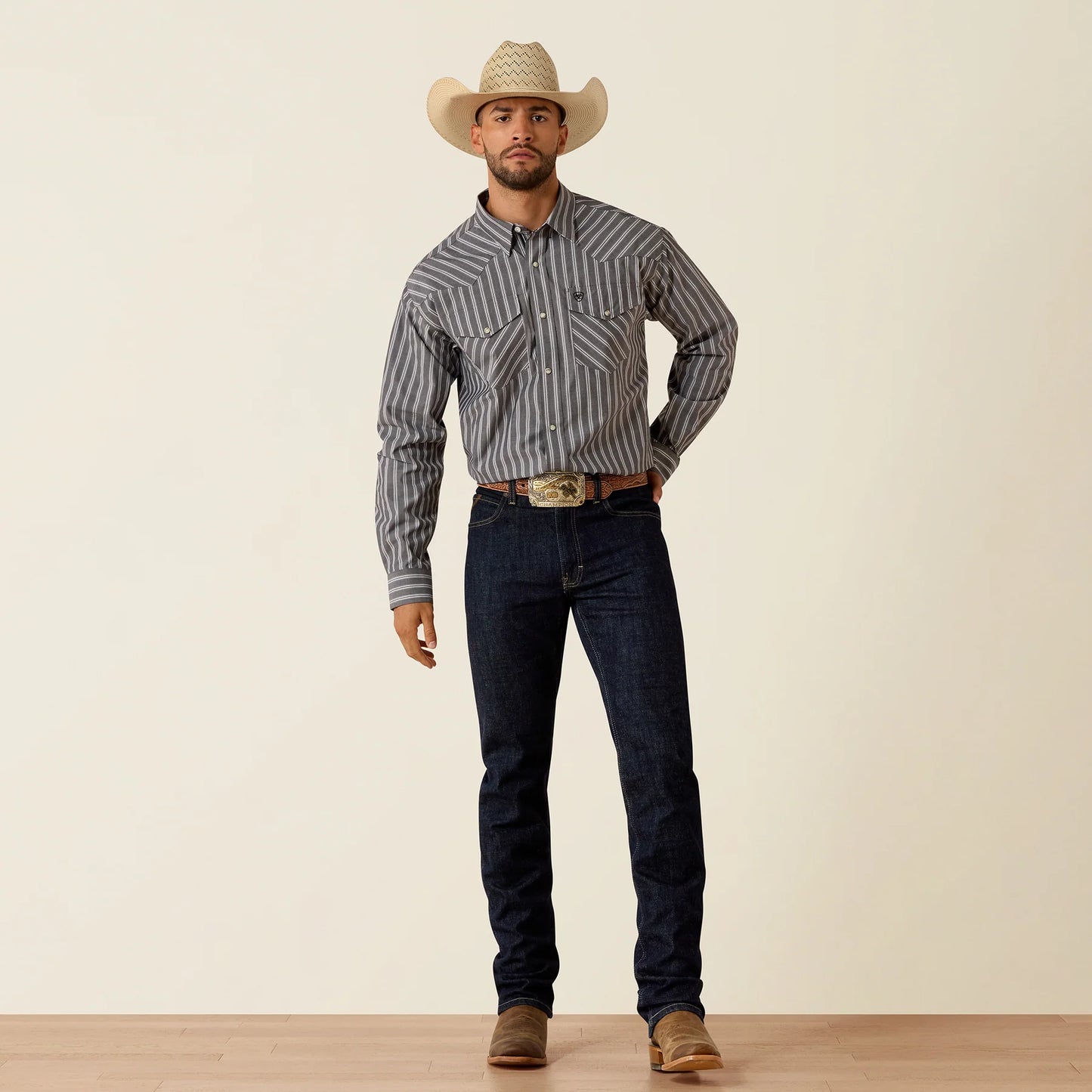 Ariat Men - Classic Fit Snap Shirt (Grey Stripe) 10071725