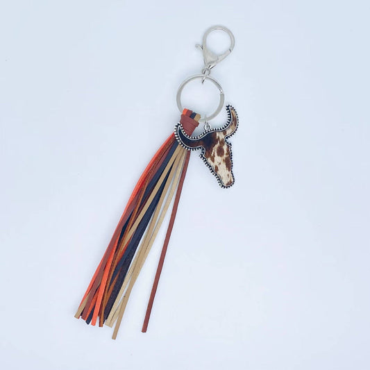Cow Head Pendant Tassel Keychain (Dark Cow)