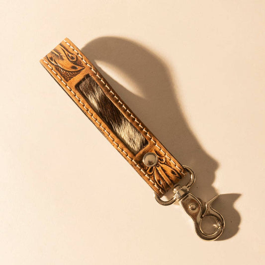 Myra - Hide Inlay Western Key Fob (Tan) S-14465