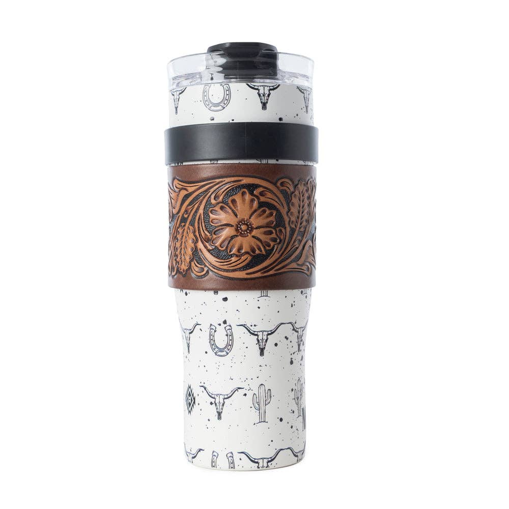 Myra - Westmark Tooled Western Tumbler (White) S-14766
