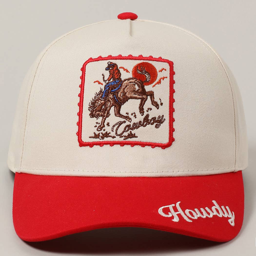 Cowboy Bronc Cap Howdy (Red)