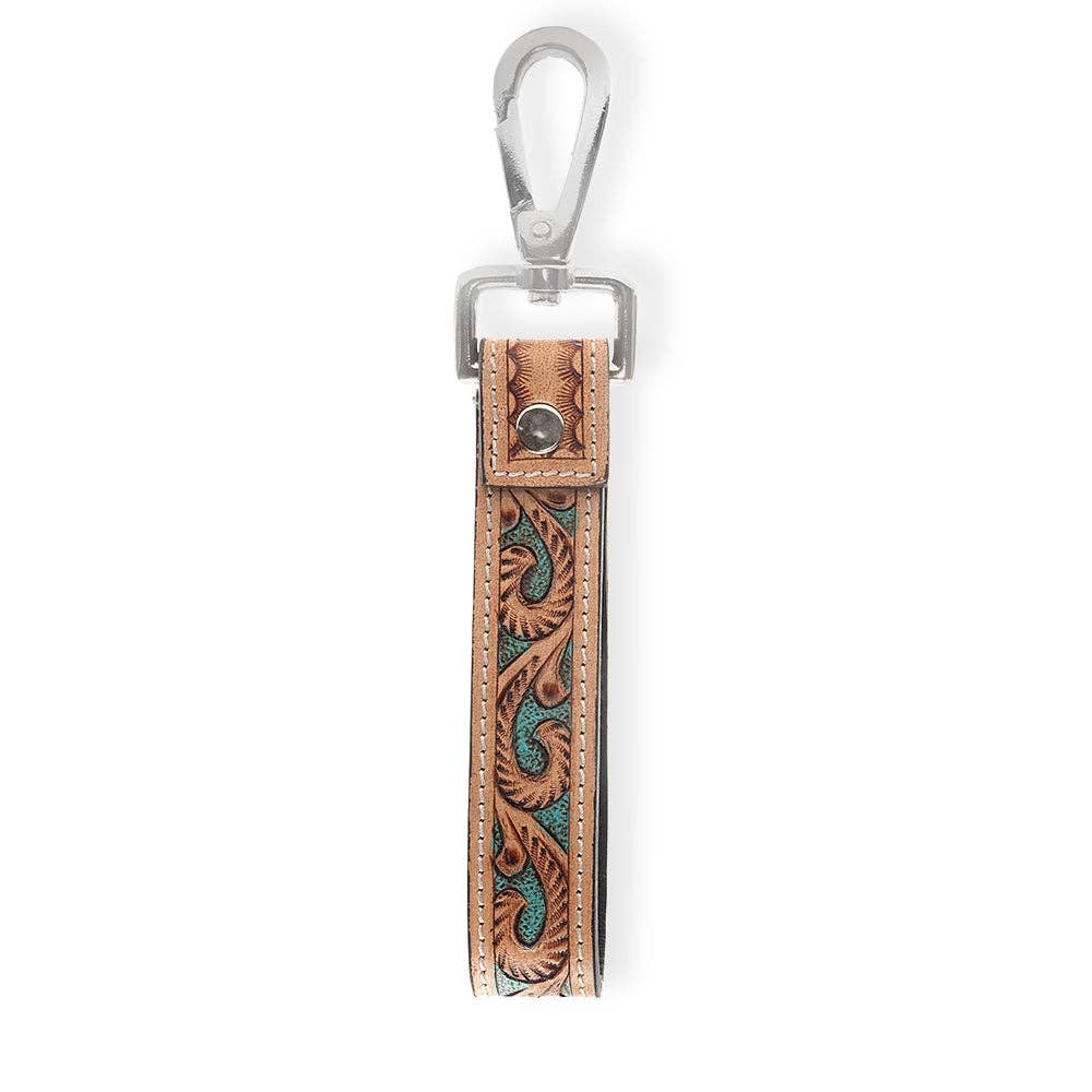 Myra - Jackstone Hand-tooled Leather Key Fob (Tan) S-9845