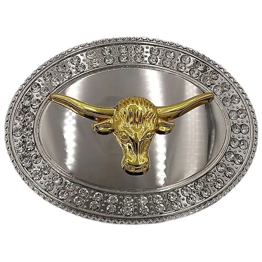Large Oval Belt Buckle (Silver Bull)