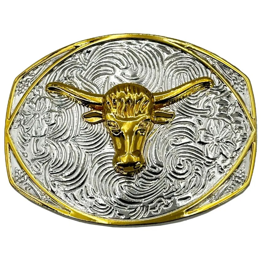 Large Rectangular Belt Buckle (Golden Bull)