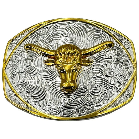 Large Rectangular Belt Buckle (Golden Bull)