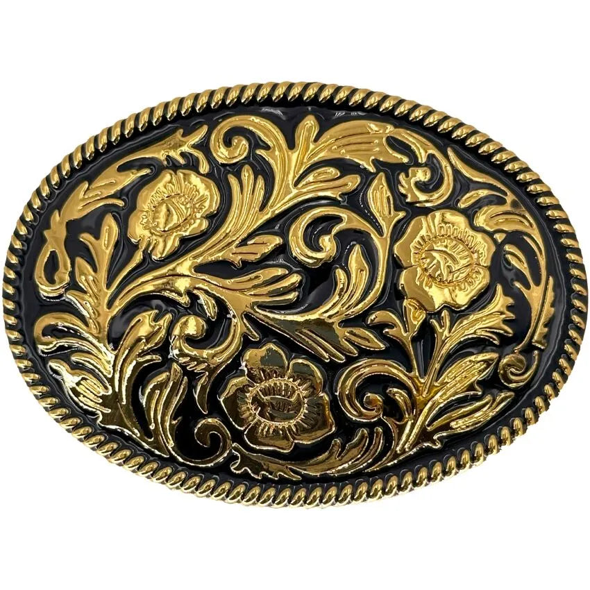 Medium Oval Belt Buckle (Golden Floral)