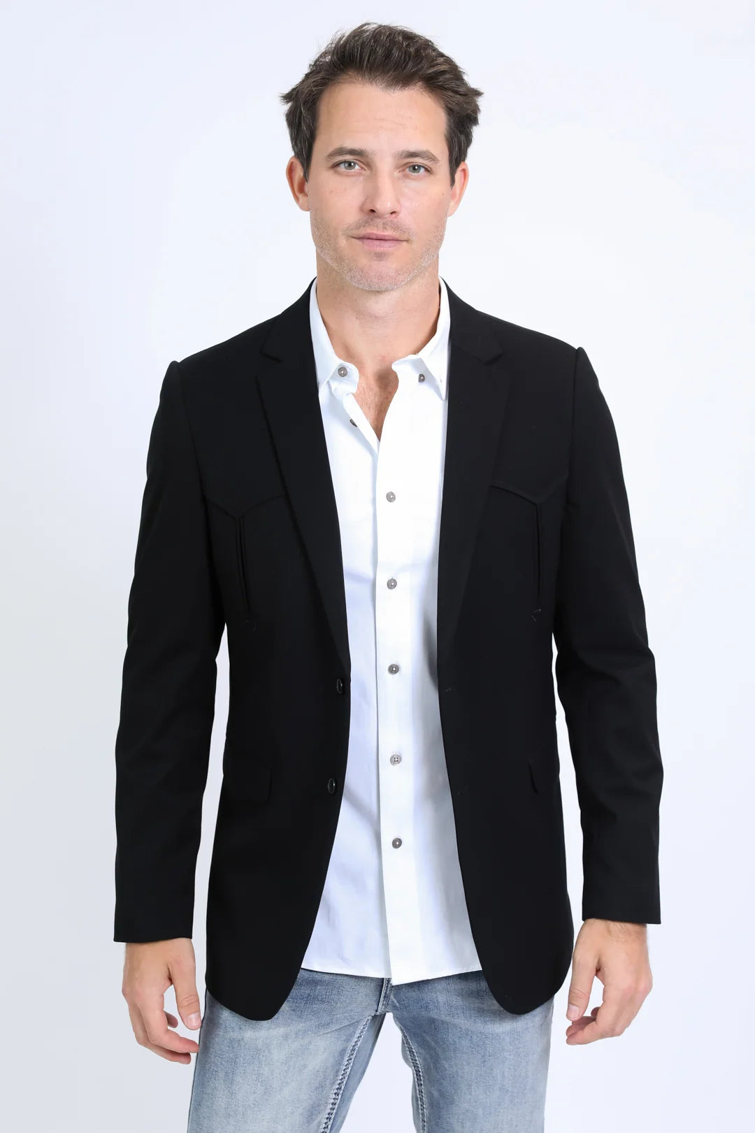 Platini Men - Double Button Western Blazer (Black) BLW10525