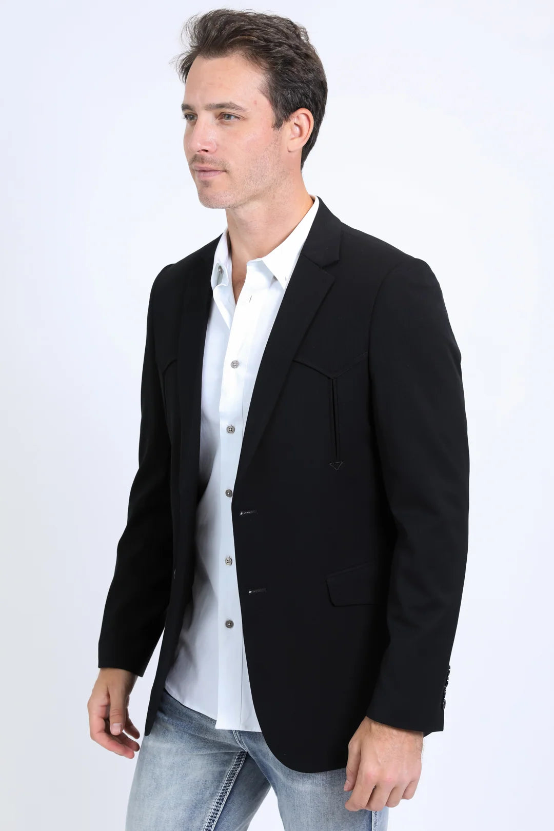 Platini Men - Double Button Western Blazer (Black) BLW10525