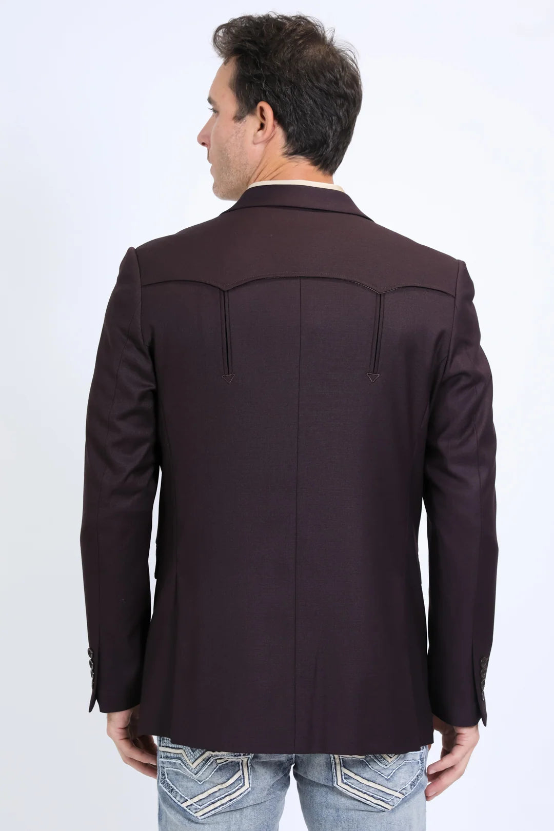 Platini Men - Double Button Western Blazer (Wine) BLW10524