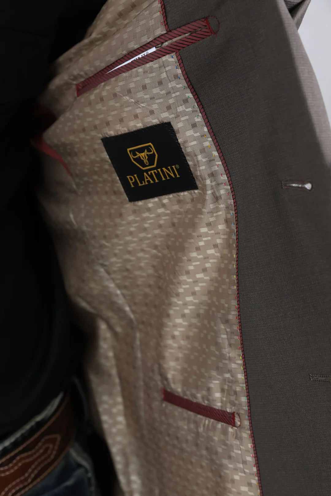 Platini Men - Double Button Western Blazer (Dark Brown) BLW10819