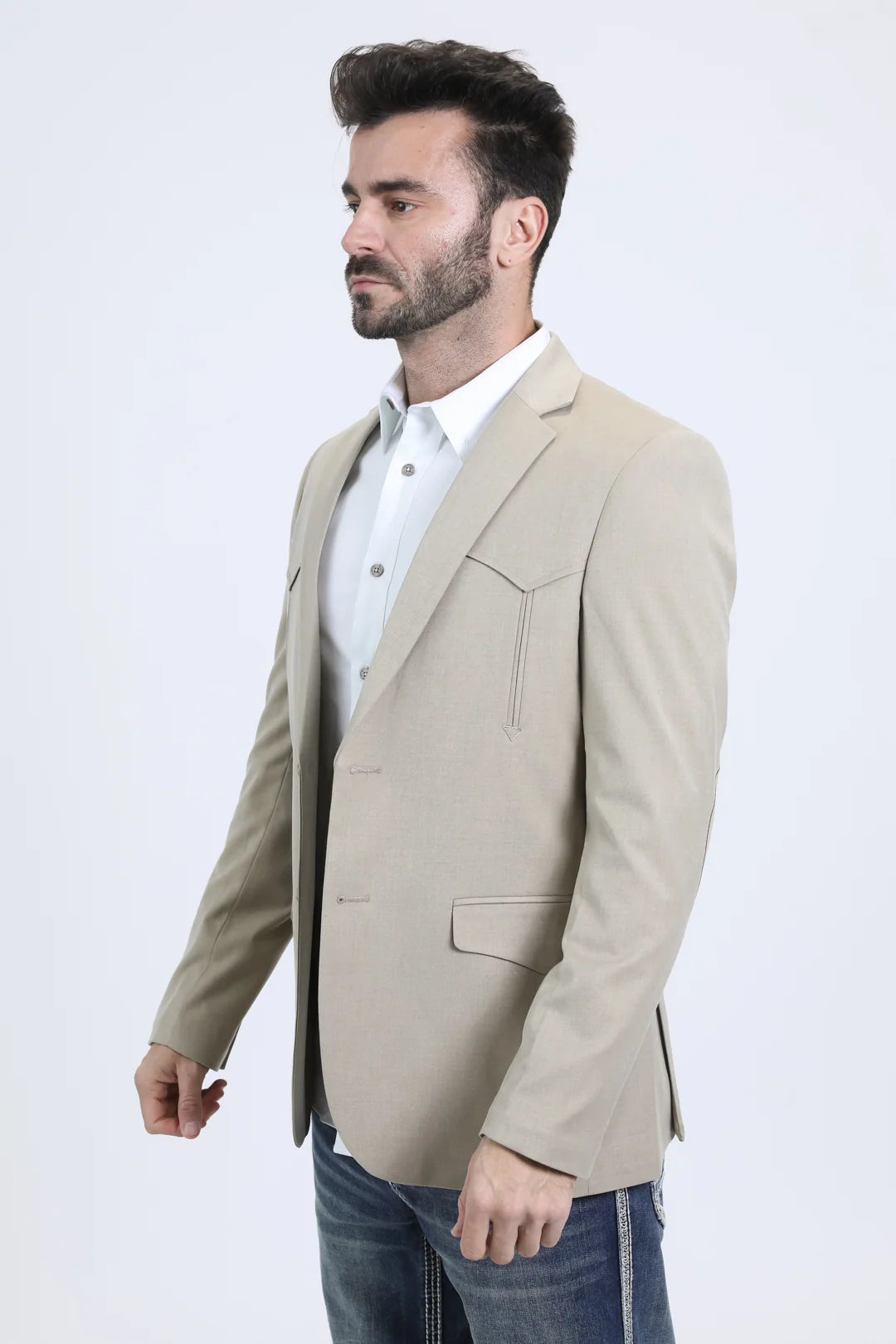 Platini Men - Double Button Western Blazer (Khaki) BLW10817