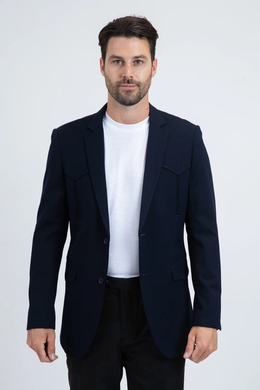 Platini Men - Double Button Western Blazer (Navy) BLW11269