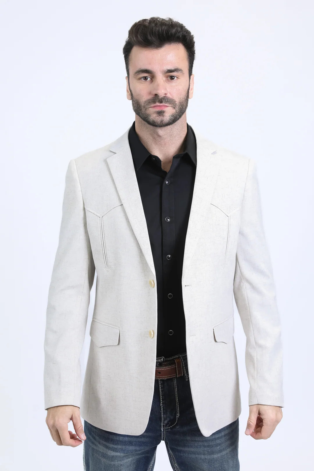 Platini Men - Double Button Western Blazer (Off White) BLW10938