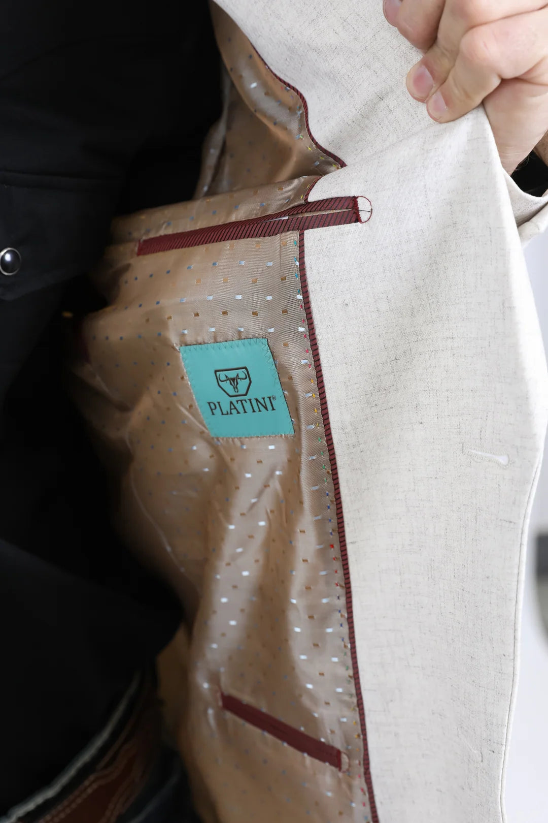 Platini Men - Double Button Western Blazer (Off White) BLW10938