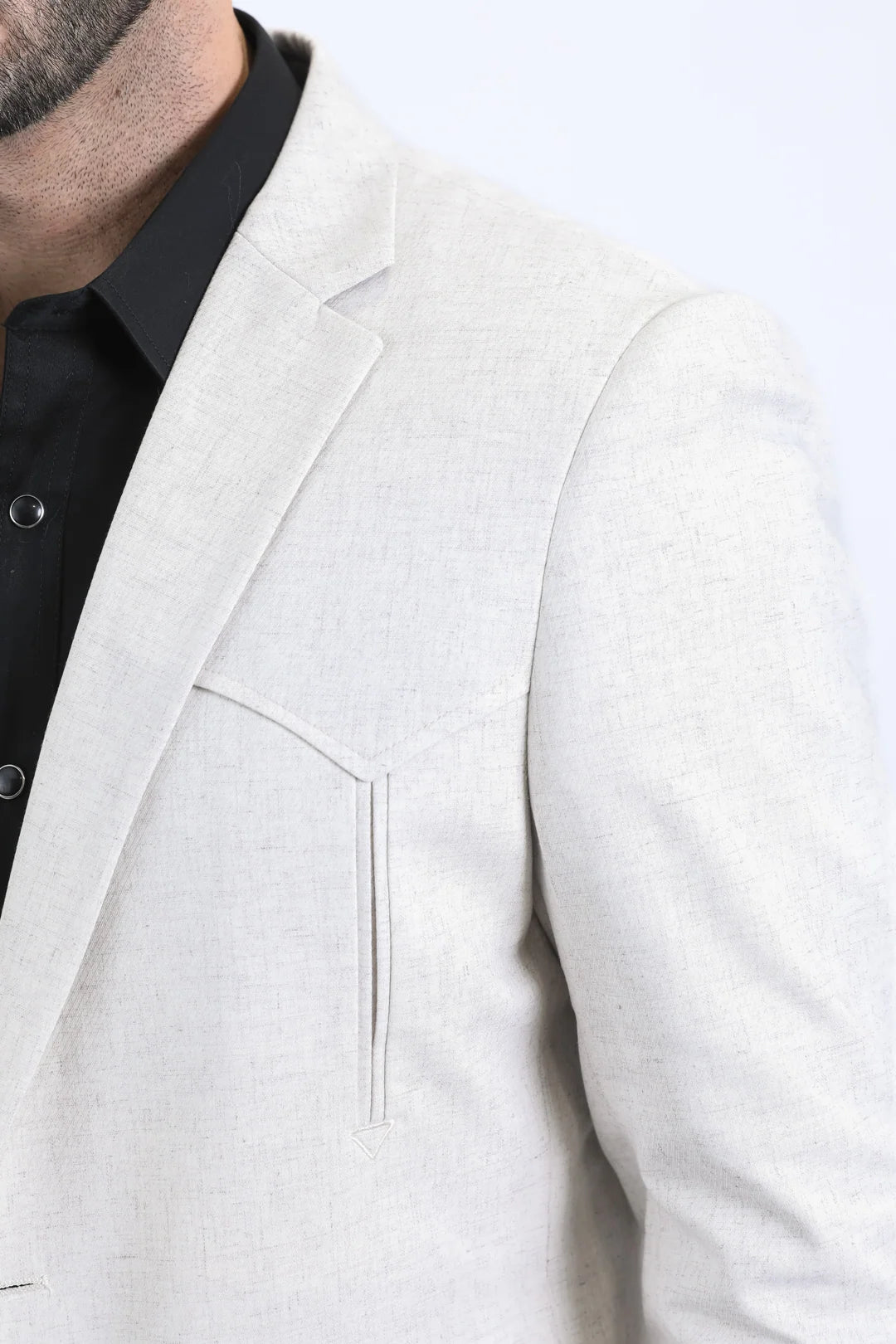 Platini Men - Double Button Western Blazer (Off White) BLW10938
