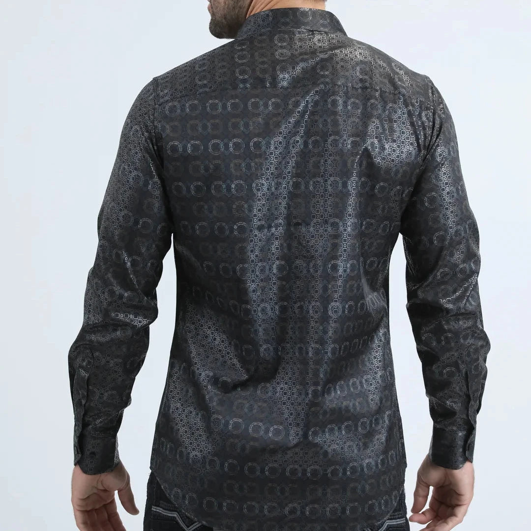 Platini Men - Organic Reptile Texture Foil Shirt (Black) FPL10940