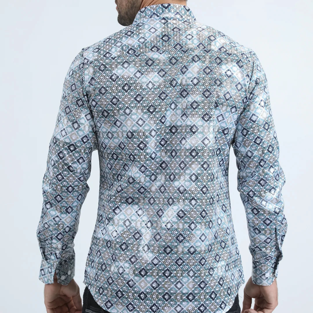Platini Men - Organic Reptile Texture Foil Shirt (White) FPL10939