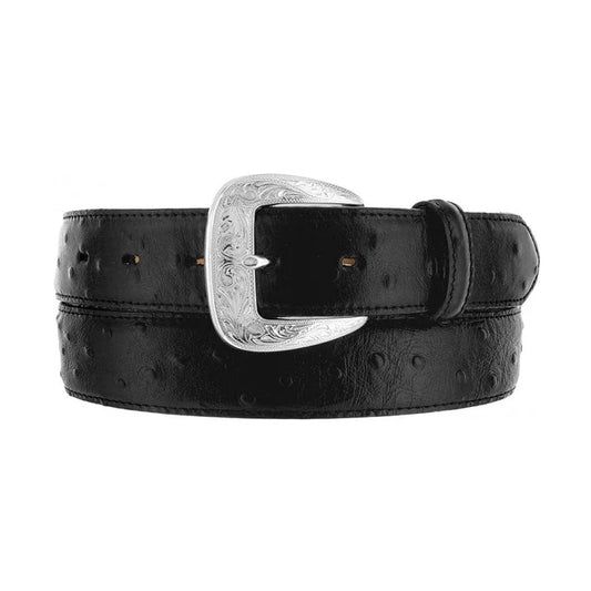 Tony Lama Men - Ostrich Print Western Belt (Black) 1373L