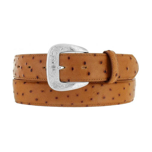 Tony Lama Men - Ostrich Print Western Belt (Brown) 1377L