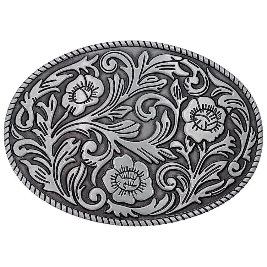 Medium Oval Belt Buckle (Antique Floral)