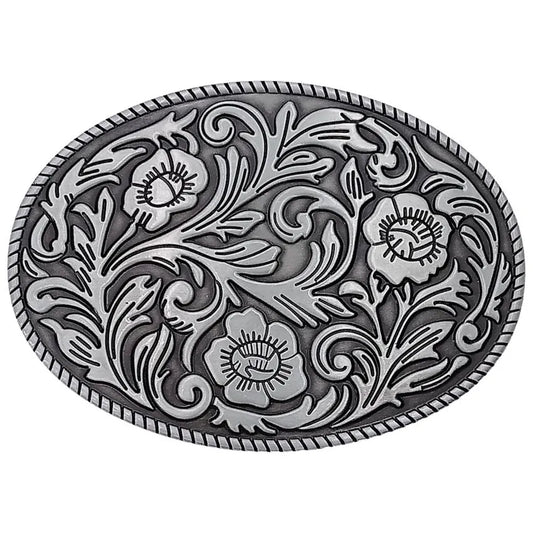 Medium Oval Belt Buckle (Antique Floral)