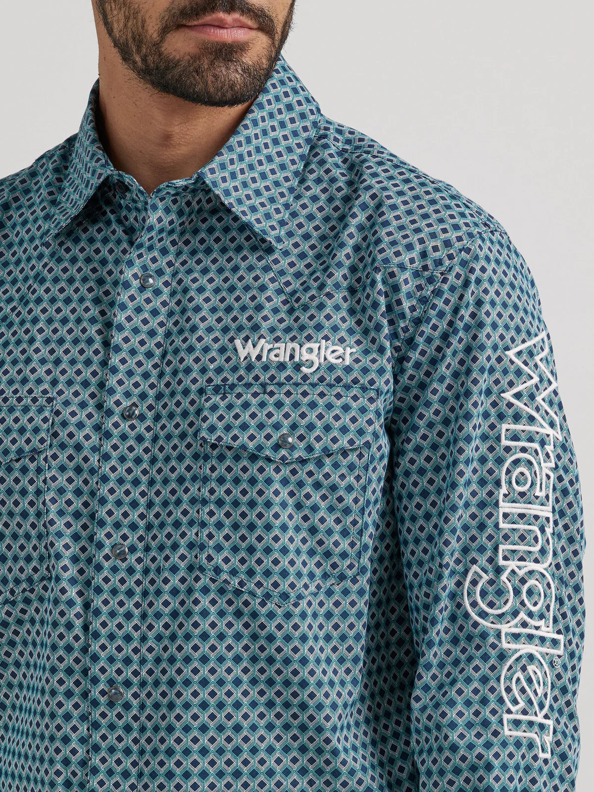 Wrangler Men - Wrangler Logo Snap Shirt (Blue Diamonds) 112337440