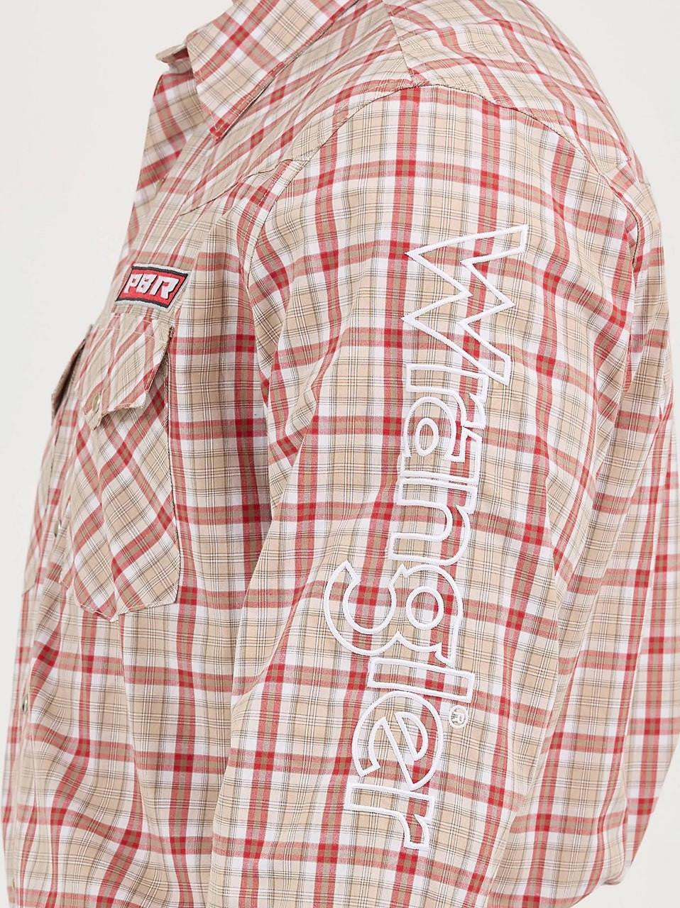 Wrangler Men - PBR Logo Snap Shirt (Beige Crimson) 112358060